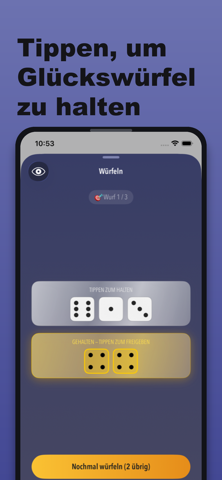 Würfel-Bildschirm in DiceLab+