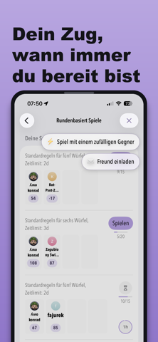 Liste rundenbasierter Spiele in DiceLab+