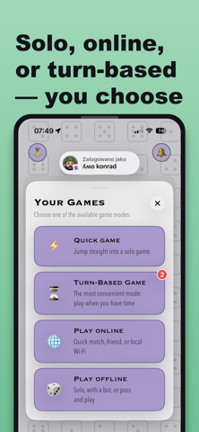 New Game screen in DiceLab+ — choose a game mode