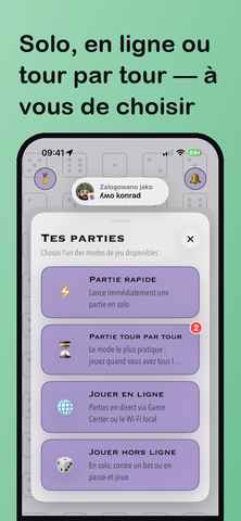 Écran « Nouvelle partie » dans DiceLab+ — choix du mode de jeu