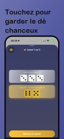 Écran de lancer de dés dans DiceLab+