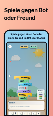 Hot-Seat-Spiel gegen einen Bot in Lettower