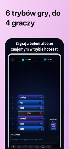 Sześć trybów gry w Lettower, od 1 do 4 graczy