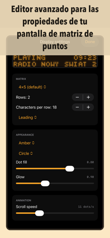 Editor avanzado para las propiedades de tu pantalla de matriz de puntos