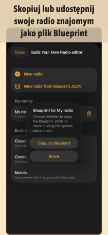 Skopiuj lub udostępnij swoje radio znajomym jako plik Blueprint